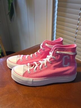 Converse Pink High-Top Canvas Sneakers with White Sole Size 10